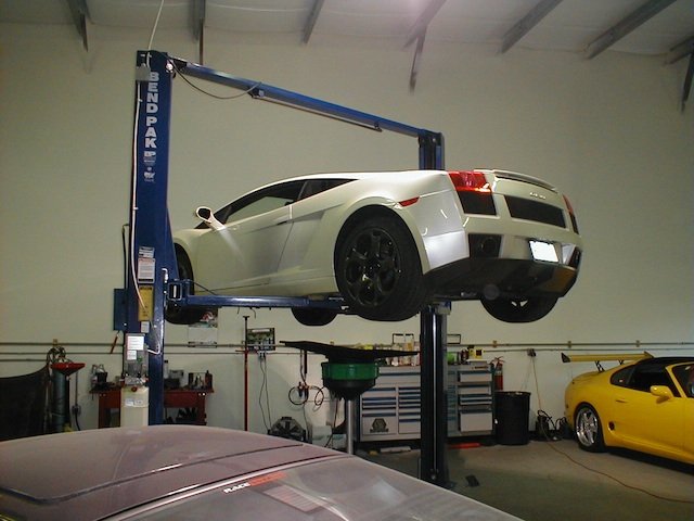 Car on the lift at RaceWerks